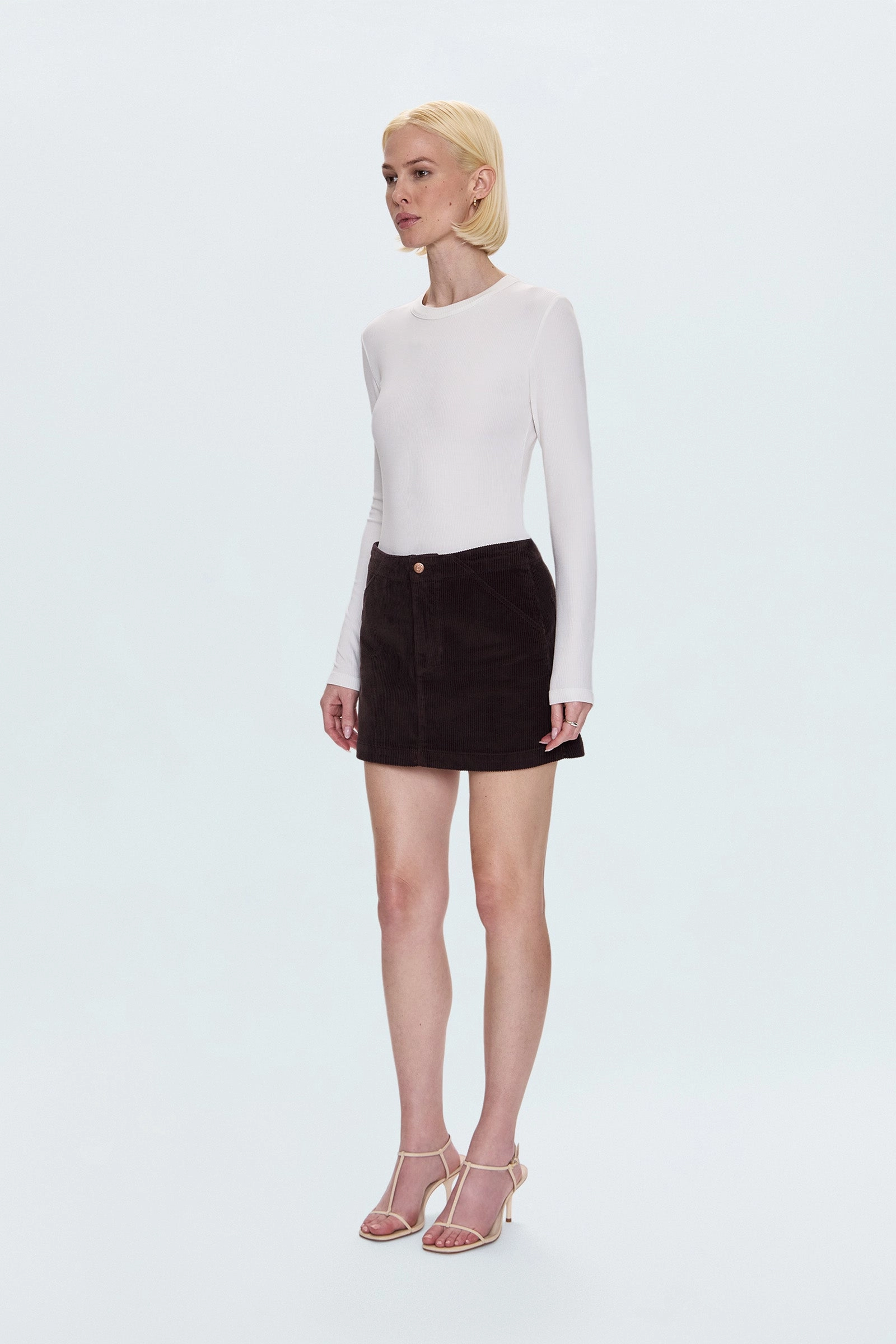 Uma High Rise Mini Skirt - Mocha Outfit Essence