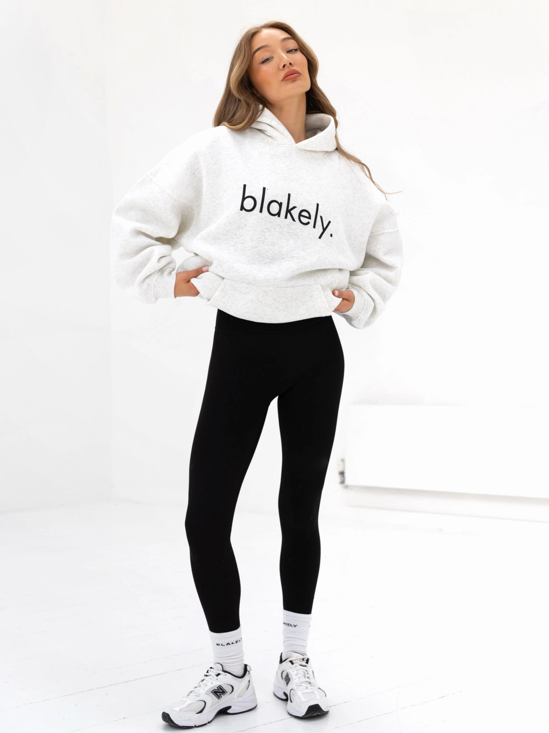 Fitness wear Logo Oversized Hoodie - Marl White