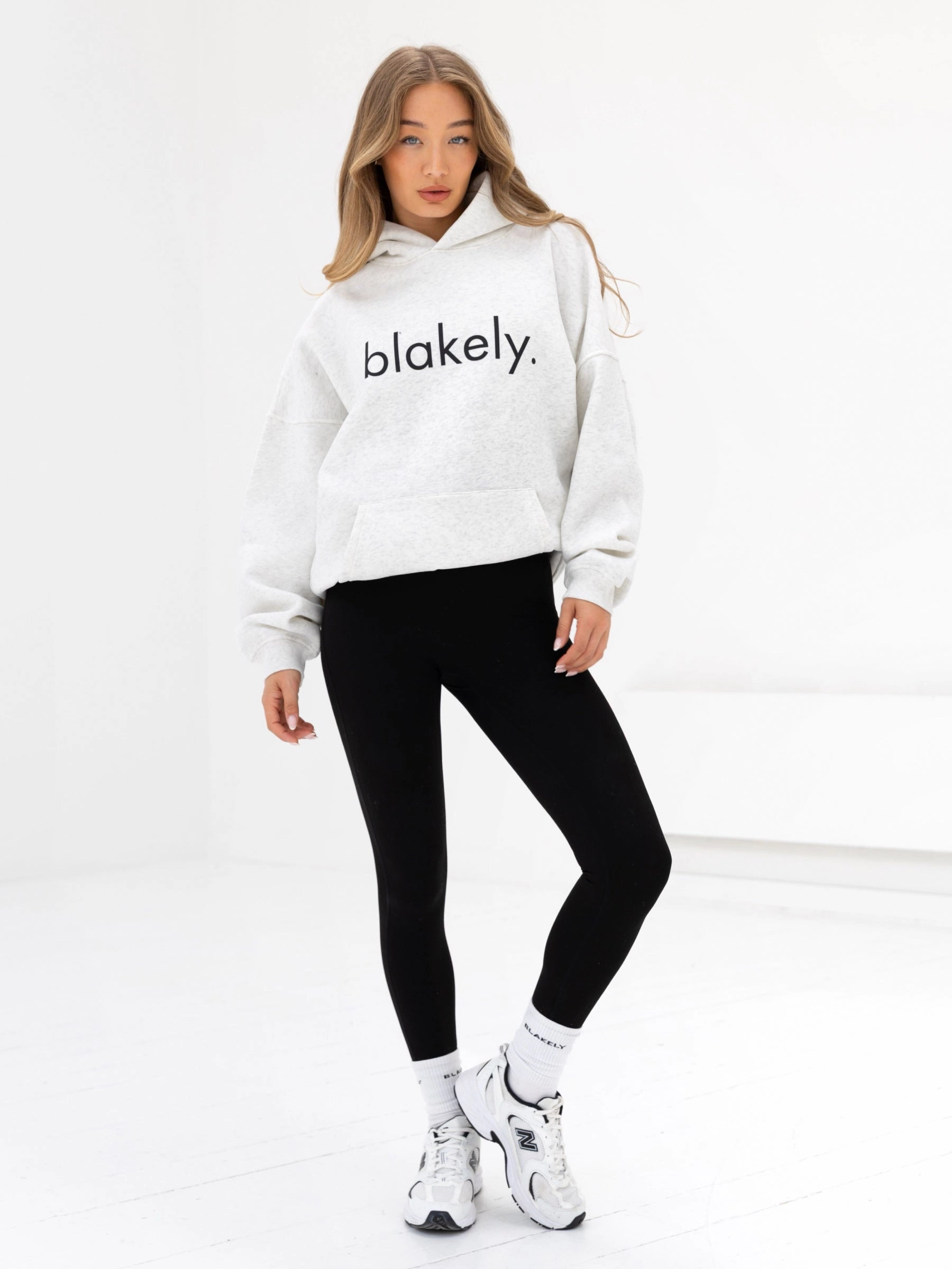 Shopping wear Costume like Logo Oversized Hoodie - Marl White