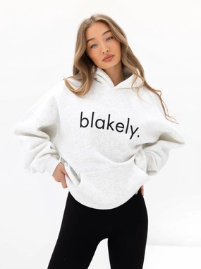 Logo Oversized Hoodie - Marl White dormitory style