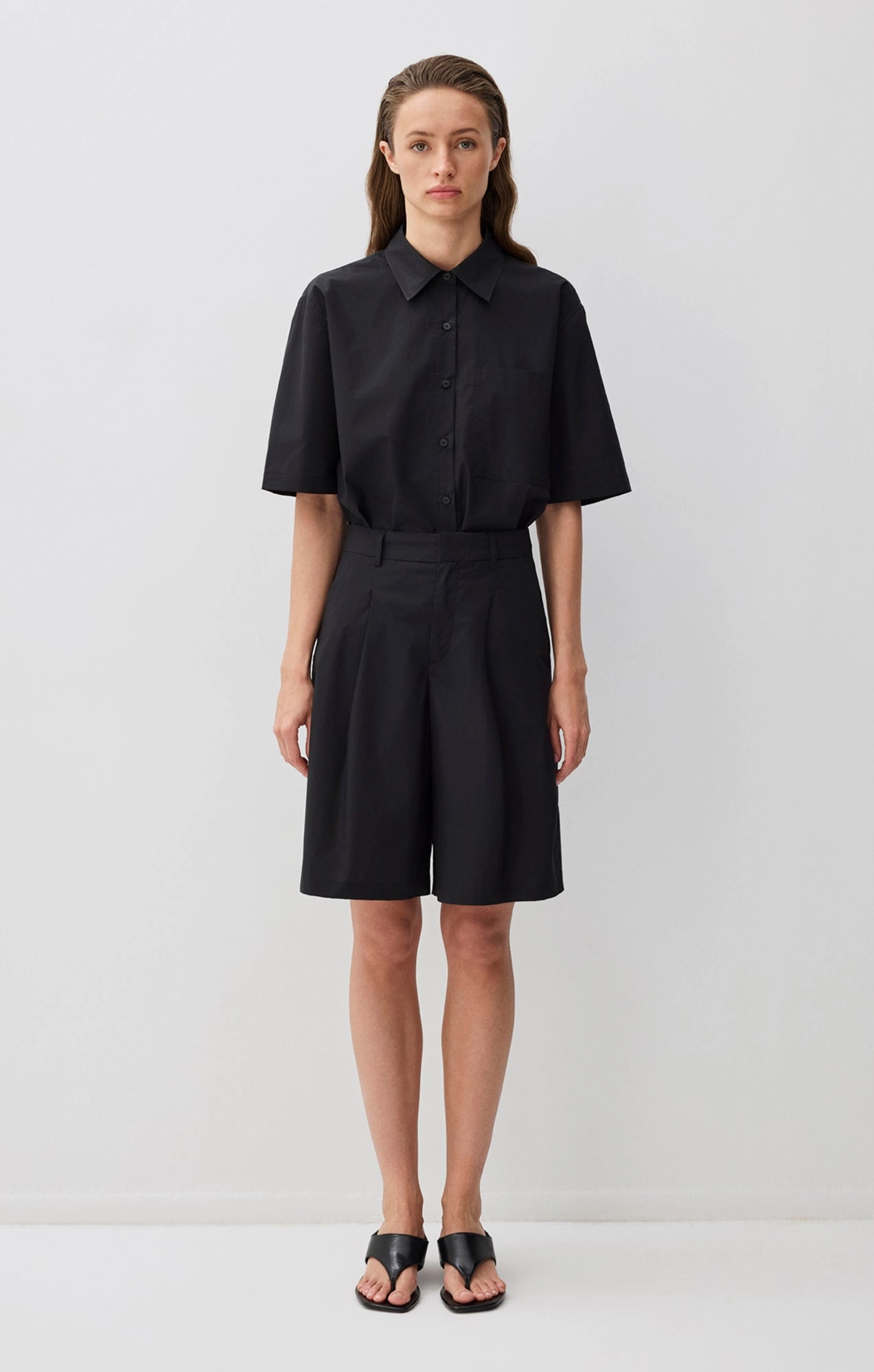 PLEATED SHORTS IN BLACK Tactile Feedback Loops