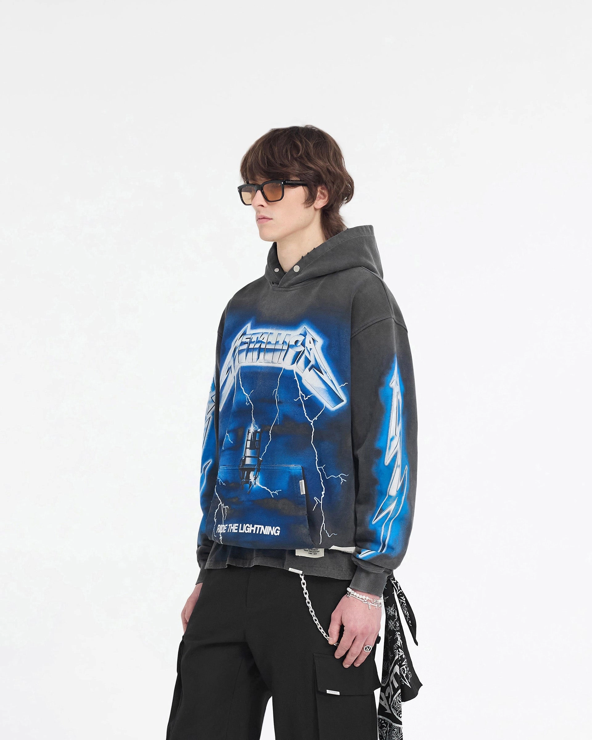 wrinkle free Represent X Metallica Ride The Lightning Hoodie - Vintage Grey