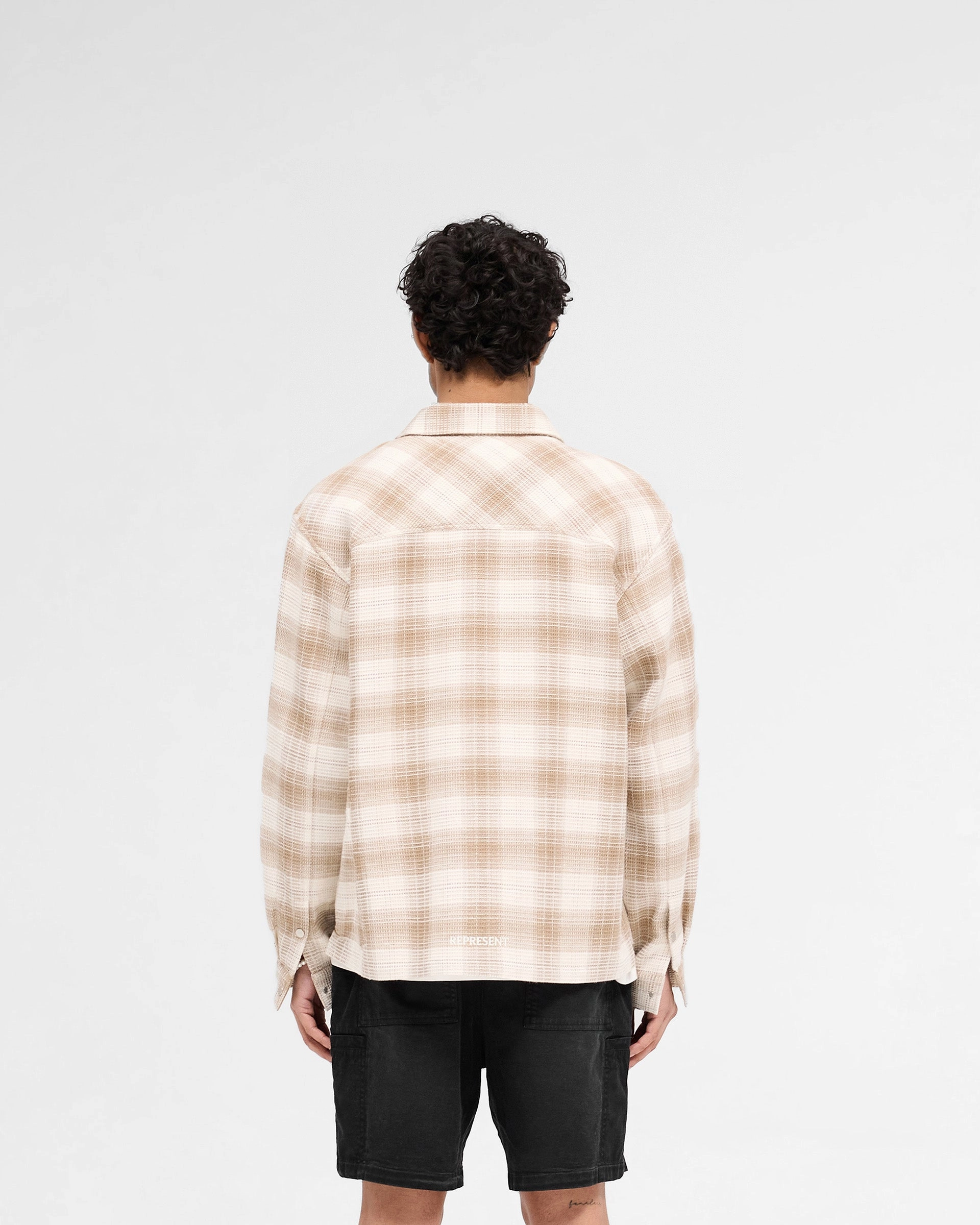 Waffle Flannel Shirt - Mid Brown wrinkle free