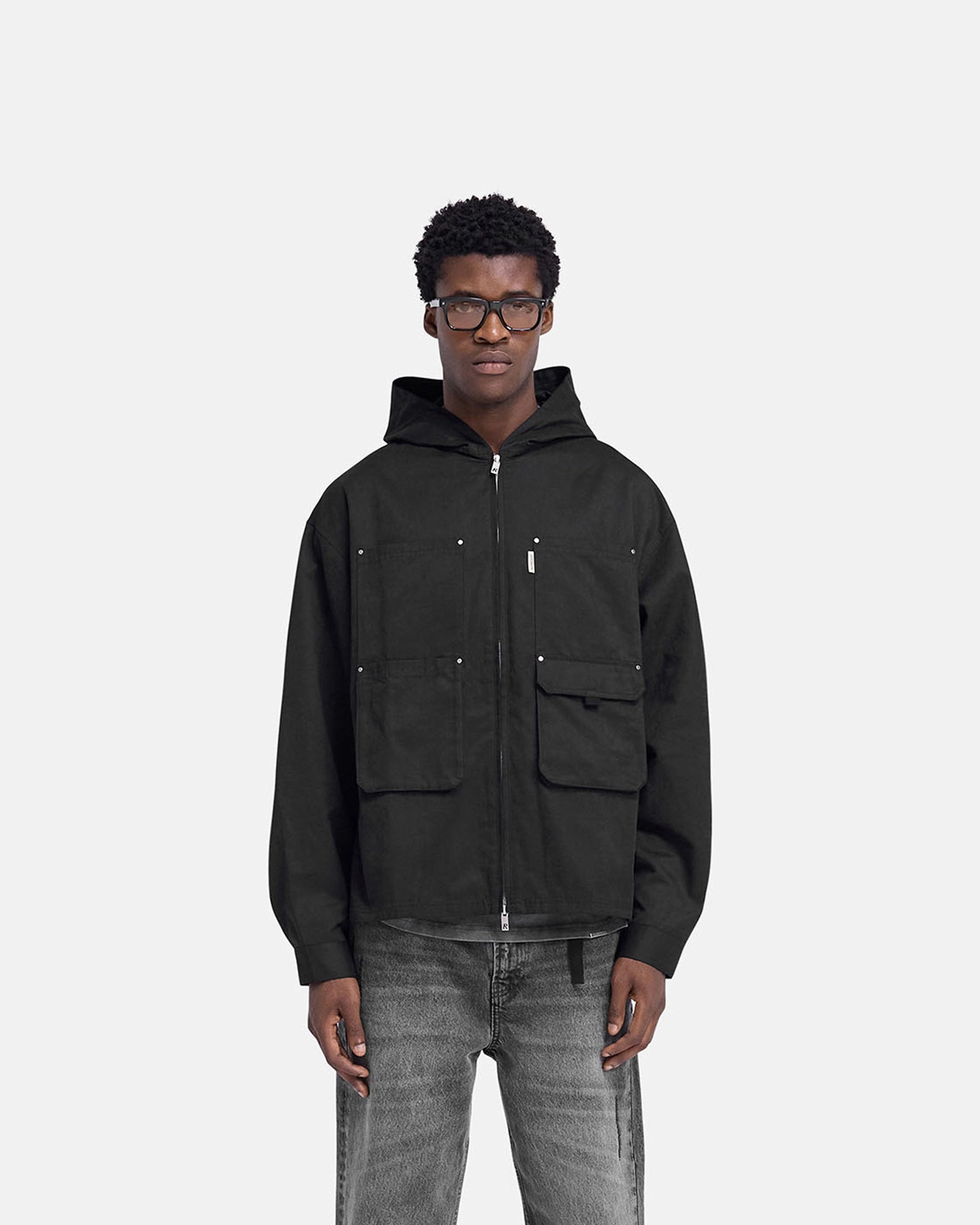 Utility Hooded Shirt - Jet Black All-Purpose Wear Smart Casual