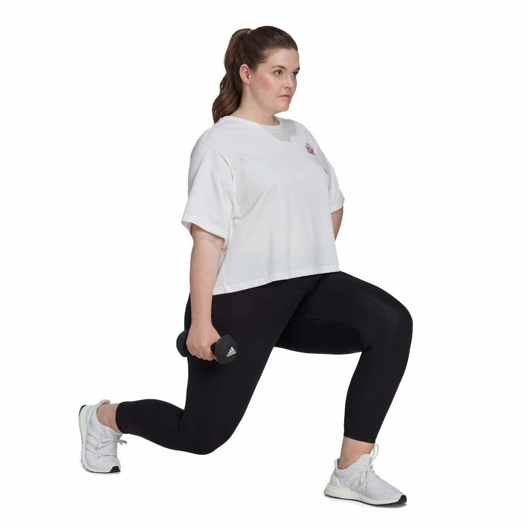adidas - Women's Aeroready Crop Graphic T-Shirt (Plus Size) (HM1288) Minimal Daily Fit