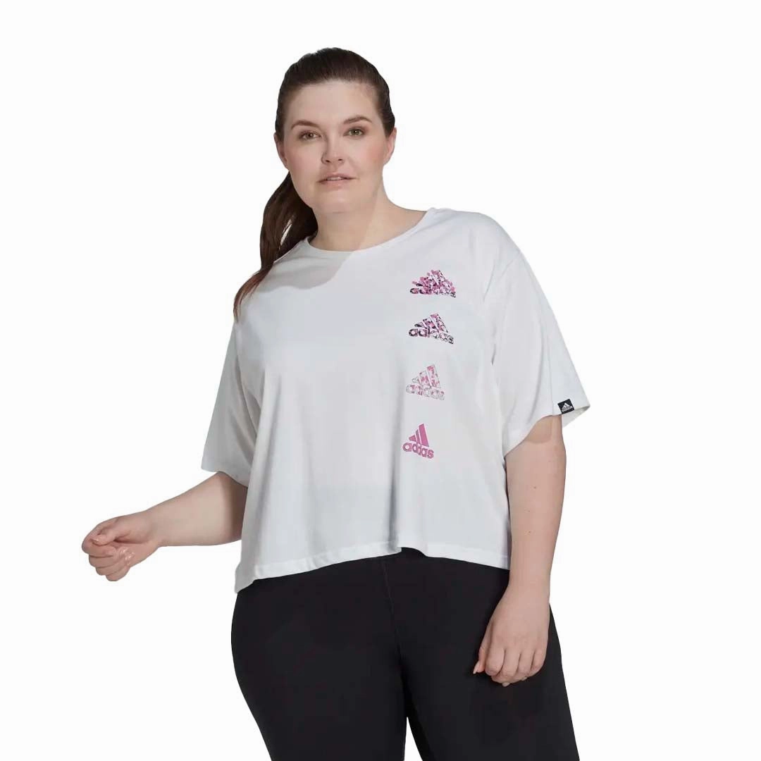 adidas - Women's Aeroready Crop Graphic T-Shirt (Plus Size) (HM1288) Anti Pilling Technology