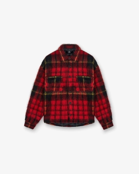 Youthful Style Mohair Overshirt - Red Check