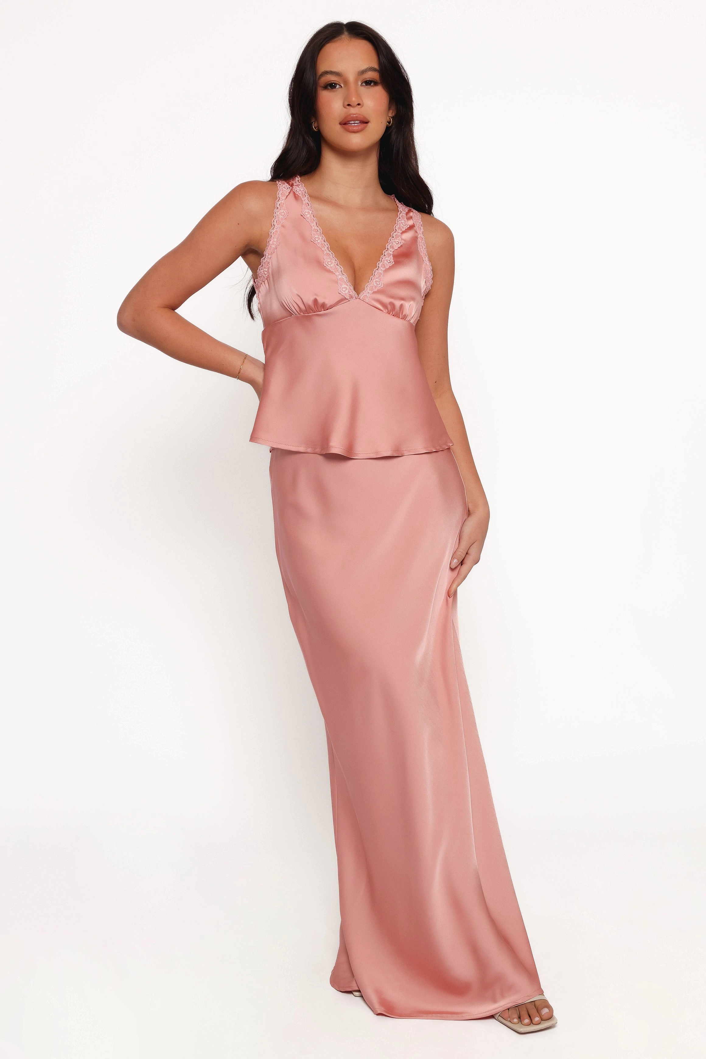 Velman Skirt - Pink Leather Look Elastic hem