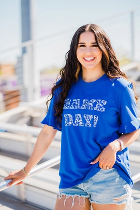 Royal Blue & White Game Day Spirit Tee by Layerz Mesh Lining StainResistantFinish