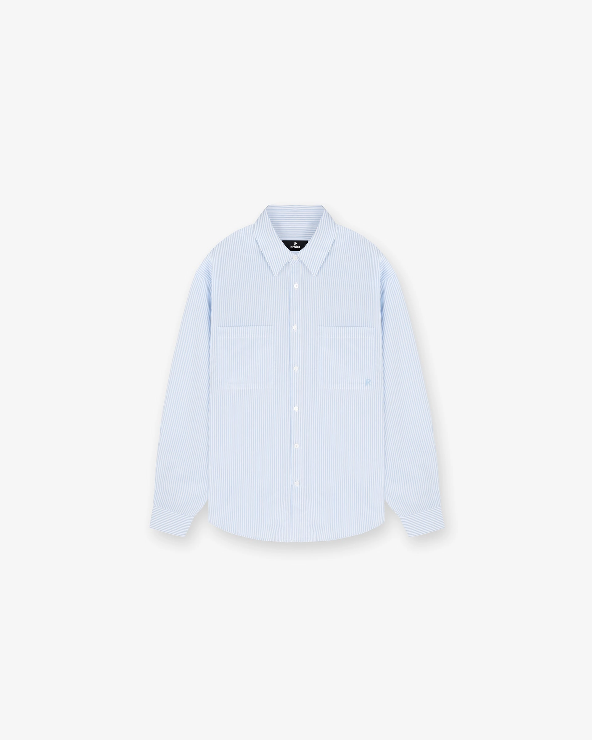 Travel Friendly Long Sleeve Pinstripe Shirt - Baby Blue