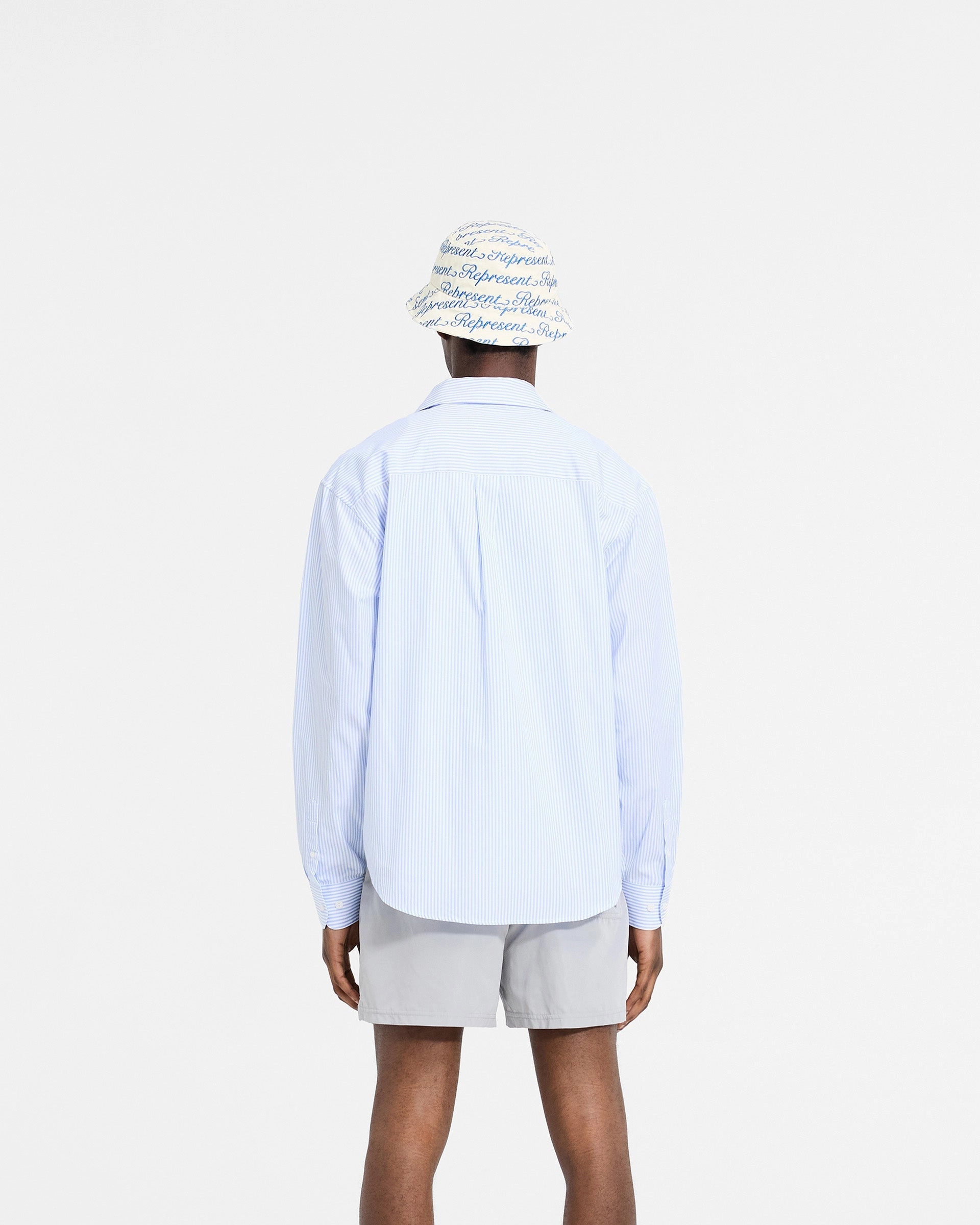 Long Sleeve Pinstripe Shirt - Baby Blue Casual Vibe Standalone Option