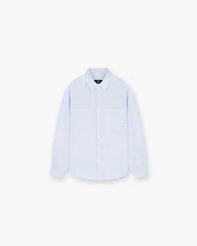 Travel Friendly Long Sleeve Pinstripe Shirt - Baby Blue