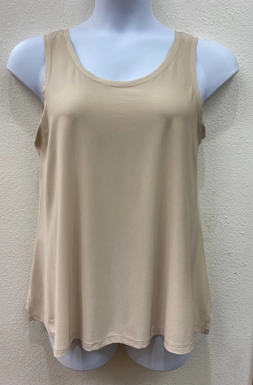 Beige V-Neck to Round Neck Reversible Tank Top Garment Washed Finish FlexibleCollarStructure