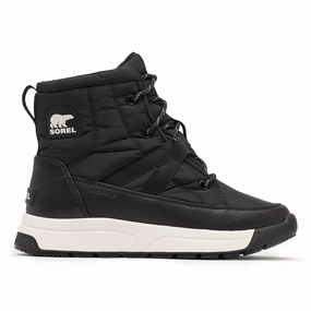 Brogue Detail Sorel Women's Whitney III Mid Black/Sea Salt Waterproof