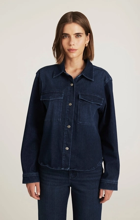 TIA DENIM SHIRT IN DARK BLUE MOVE Reinforced Pockets