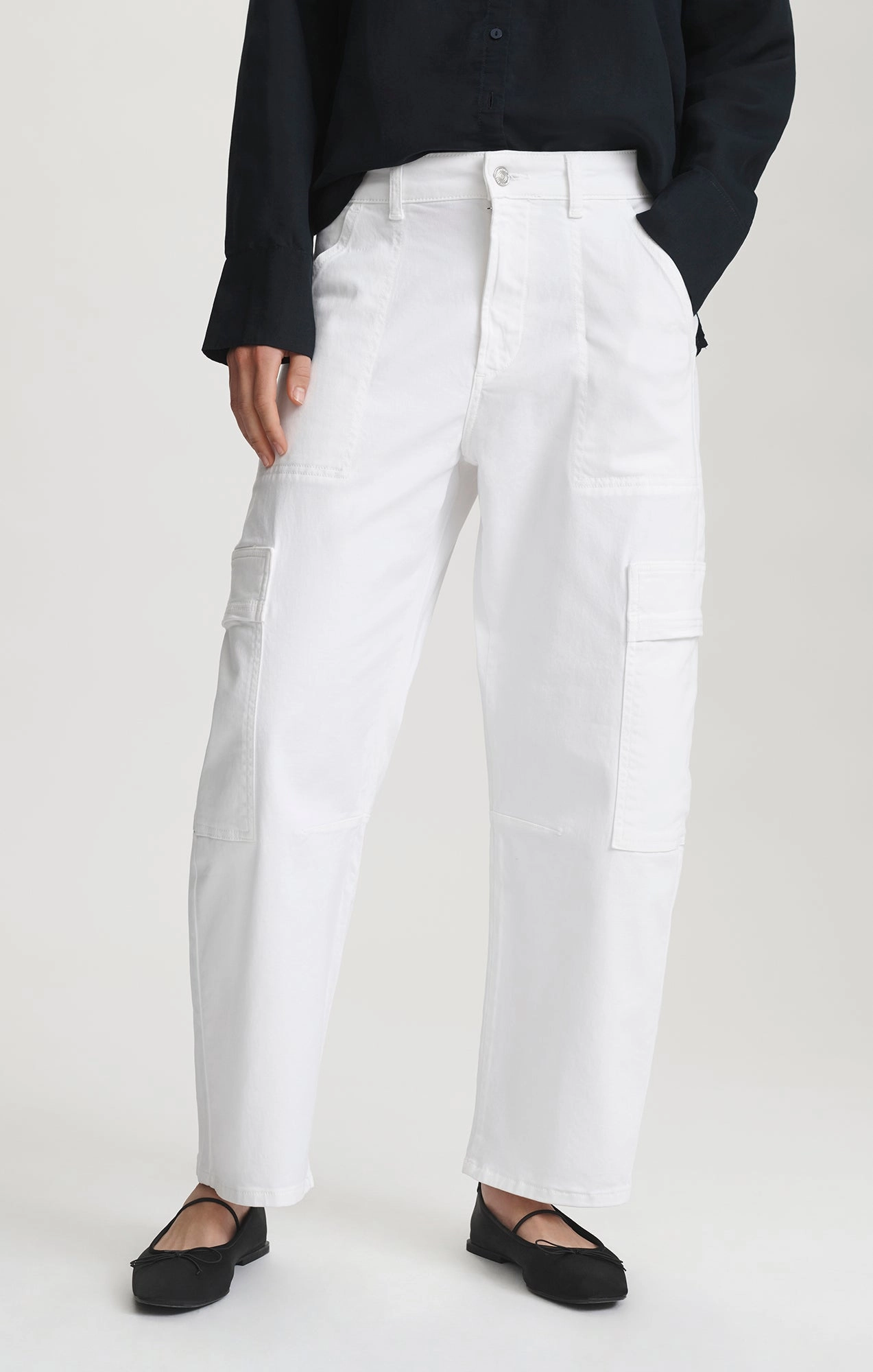 VINNIE BARREL CARGO IN WHITE CASUAL TWILL Cozy Lining