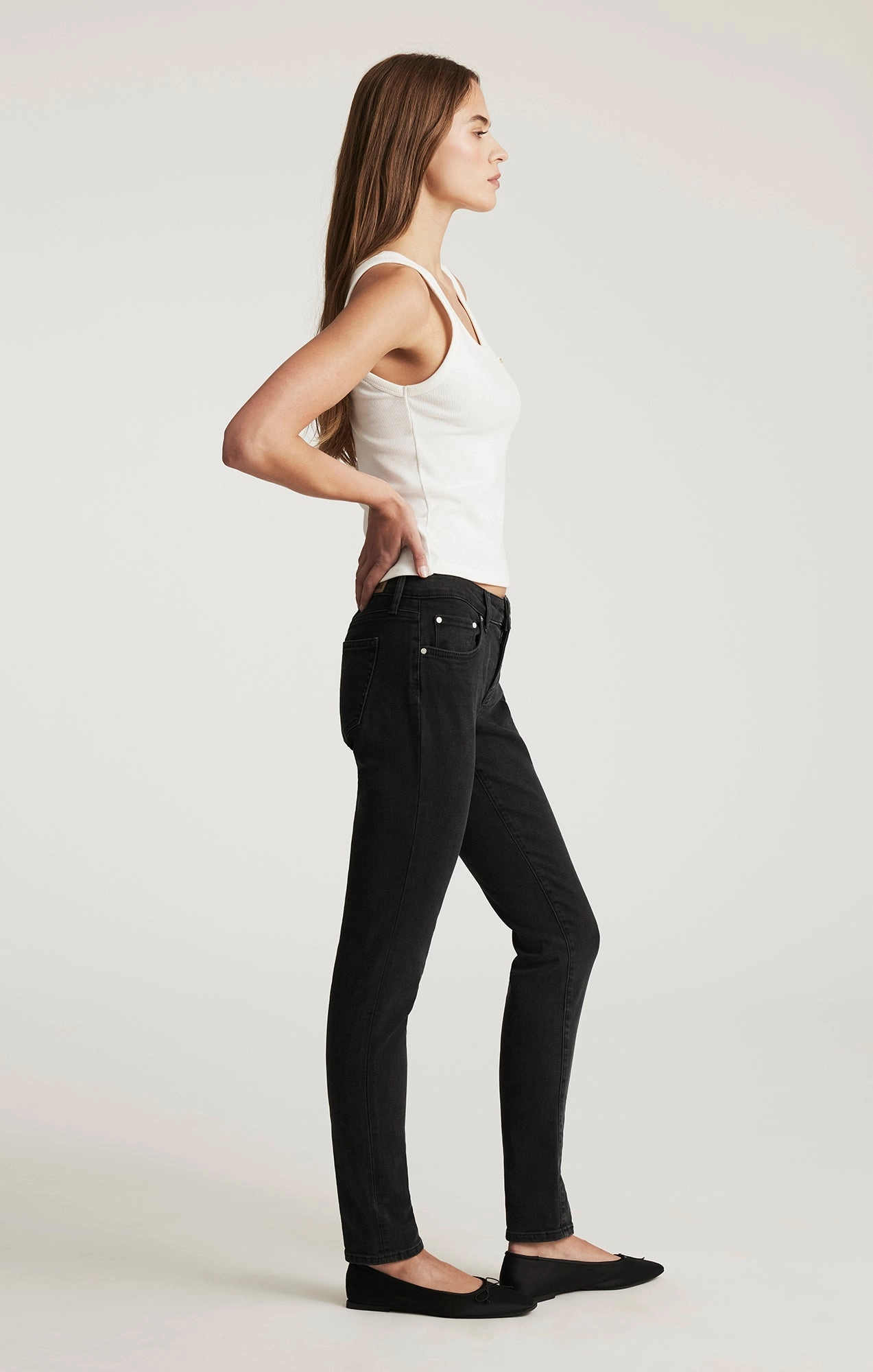ALEXA SKINNY IN SMOKE TRIBECA Textured Loose Luxury Stretch Comfort