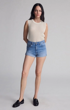 Dual Zone Ventilation poolside fashion VIVIA CUFFED SHORTS IN LIGHT FLEX BLUE