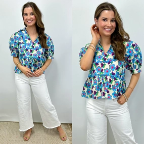 Winter Fashion WideNeckline Vivid Palms Top