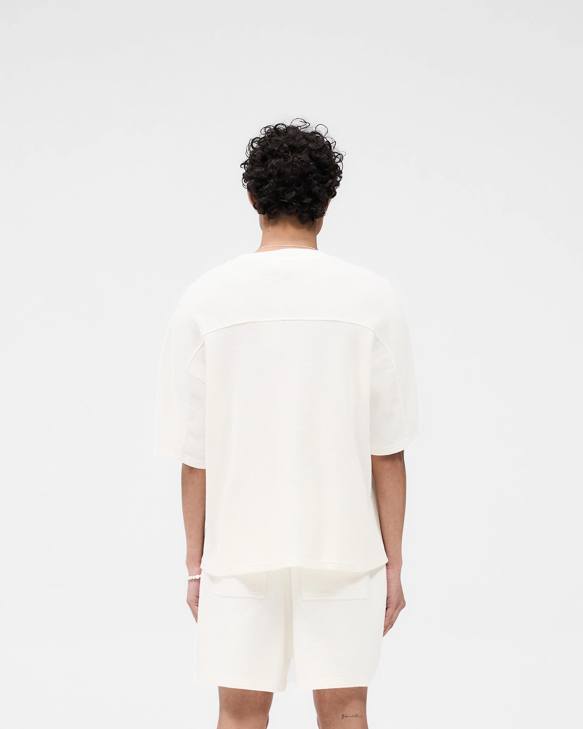 Waffle T-Shirt - Flat White Slim Fit Comfort Compact Stitch Pattern