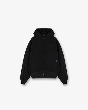 Waffle Zip Through Hoodie - Jet Black Frog like