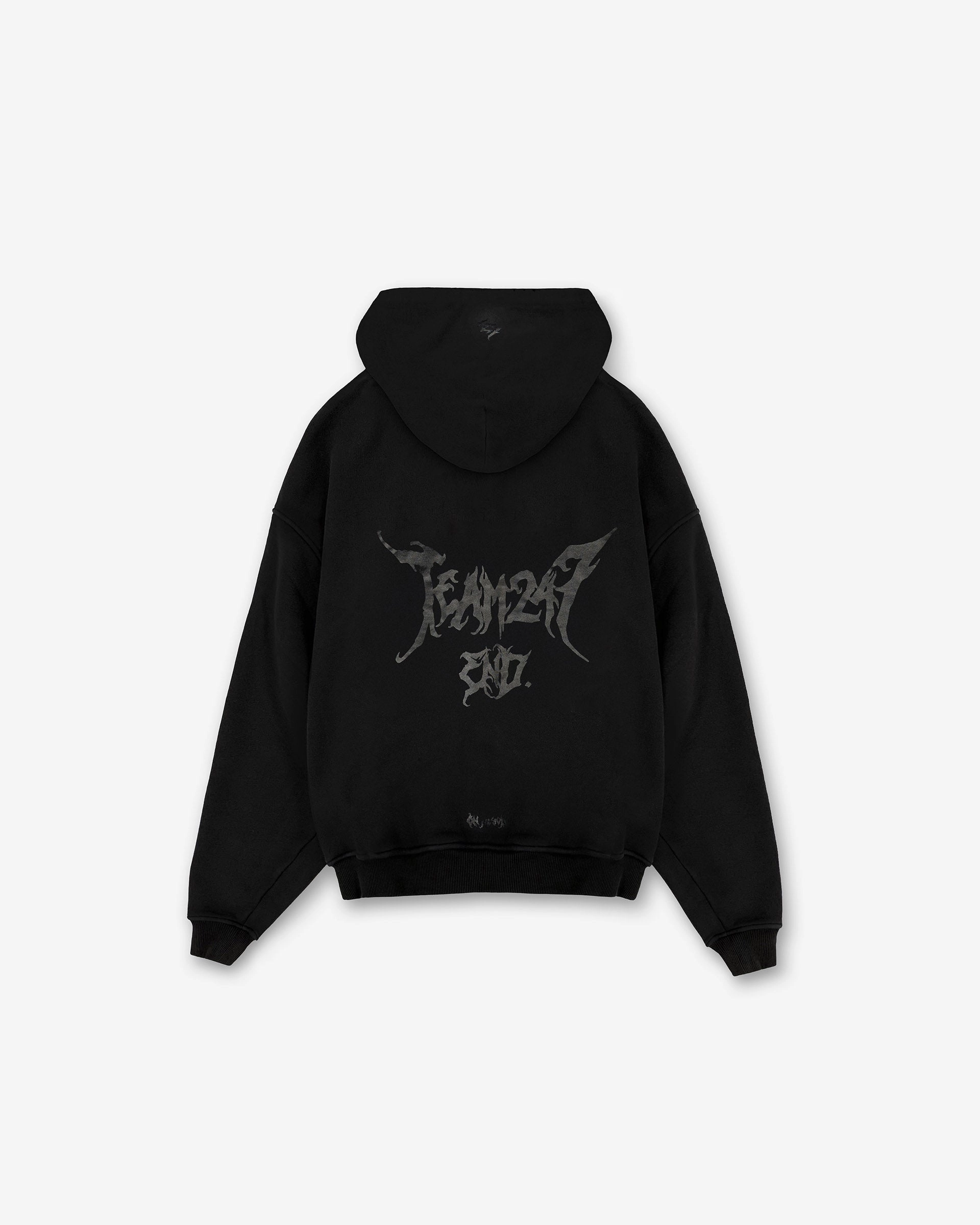 Rib Knit Hem Team 247 X END Oversized Hoodie - Jet Black
