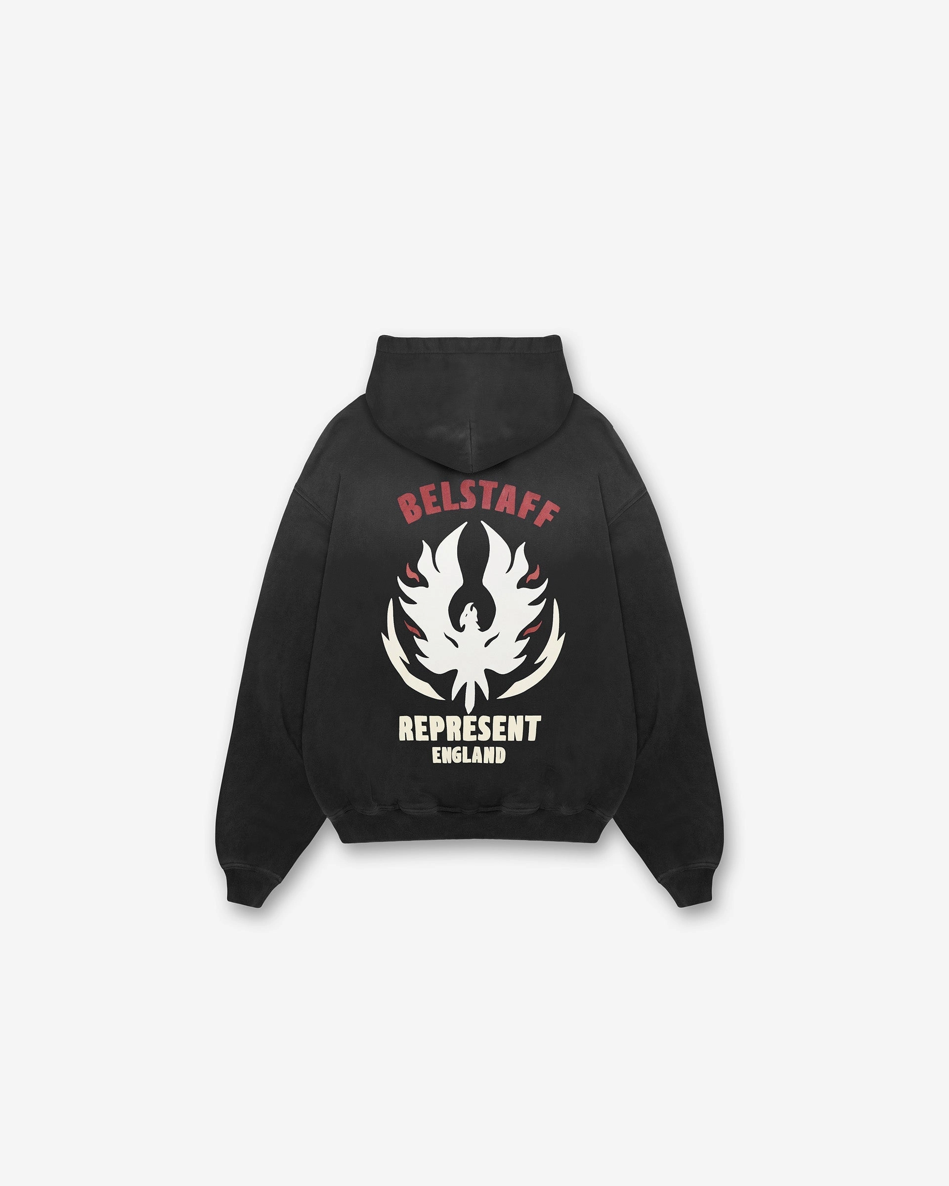 Represent X Belstaff Flame Phoenix Hoodie - Shadow presentation outfit Two Way Zipper