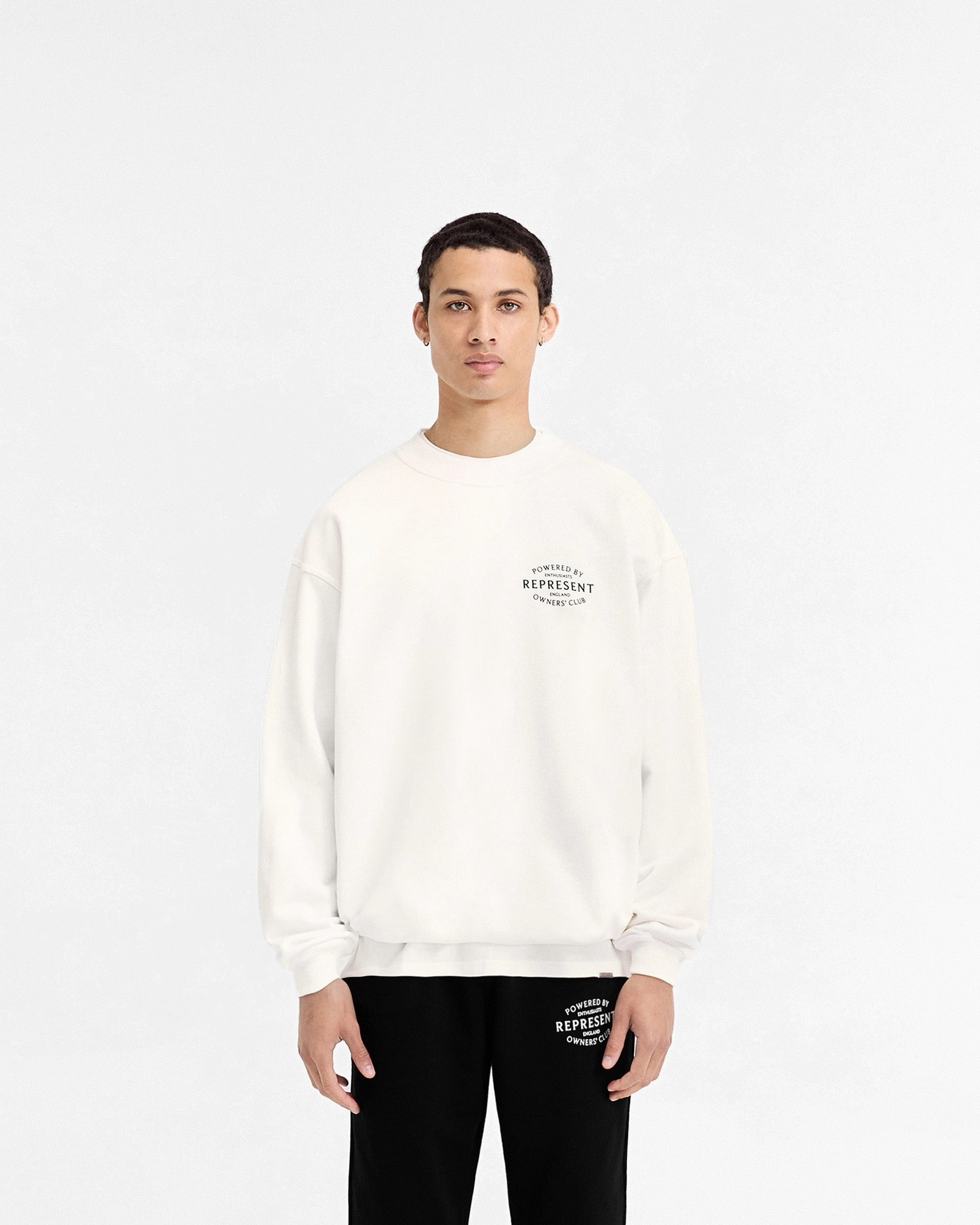 MachineWashable Fabric Represent Owners Club Stamp Sweater - Flat White