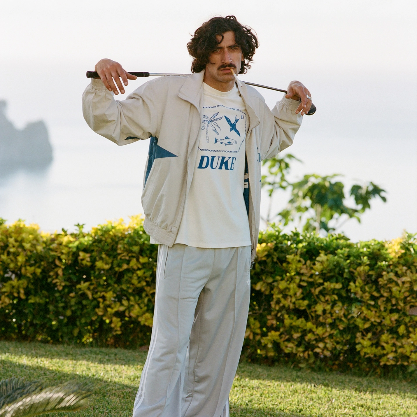 Duke Plus Grey   Blue Track Jacket Double layer fabric