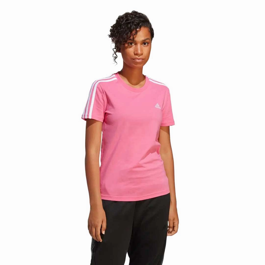 adidas - Women's Essentials Slim 3-Stripes T-Shirt (IB9453) Moisture Wicking Fabric