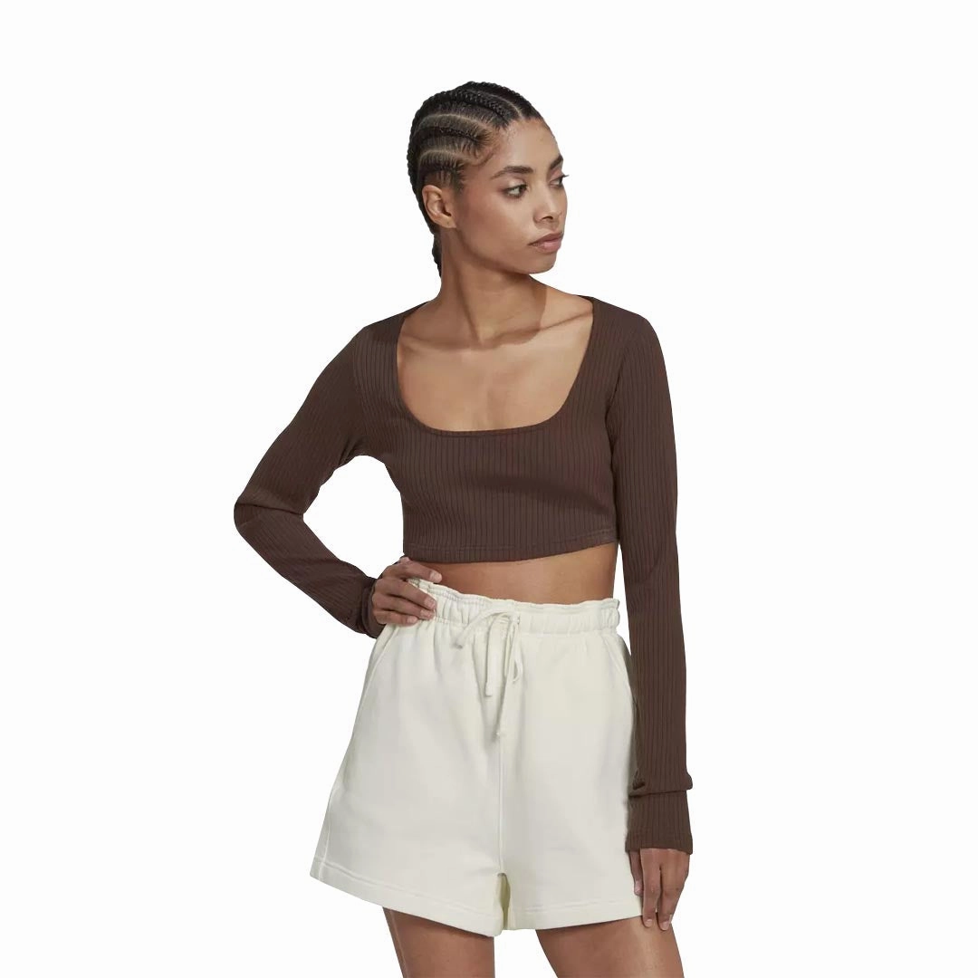 ZipperClosure adidas - Women's Studio Lounge Ribbed Cropped T-Shirt (HN0678)