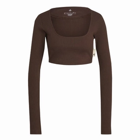 Knee Length Non Iron Fabric Tech adidas - Women's Studio Lounge Ribbed Cropped T-Shirt (HN0678)