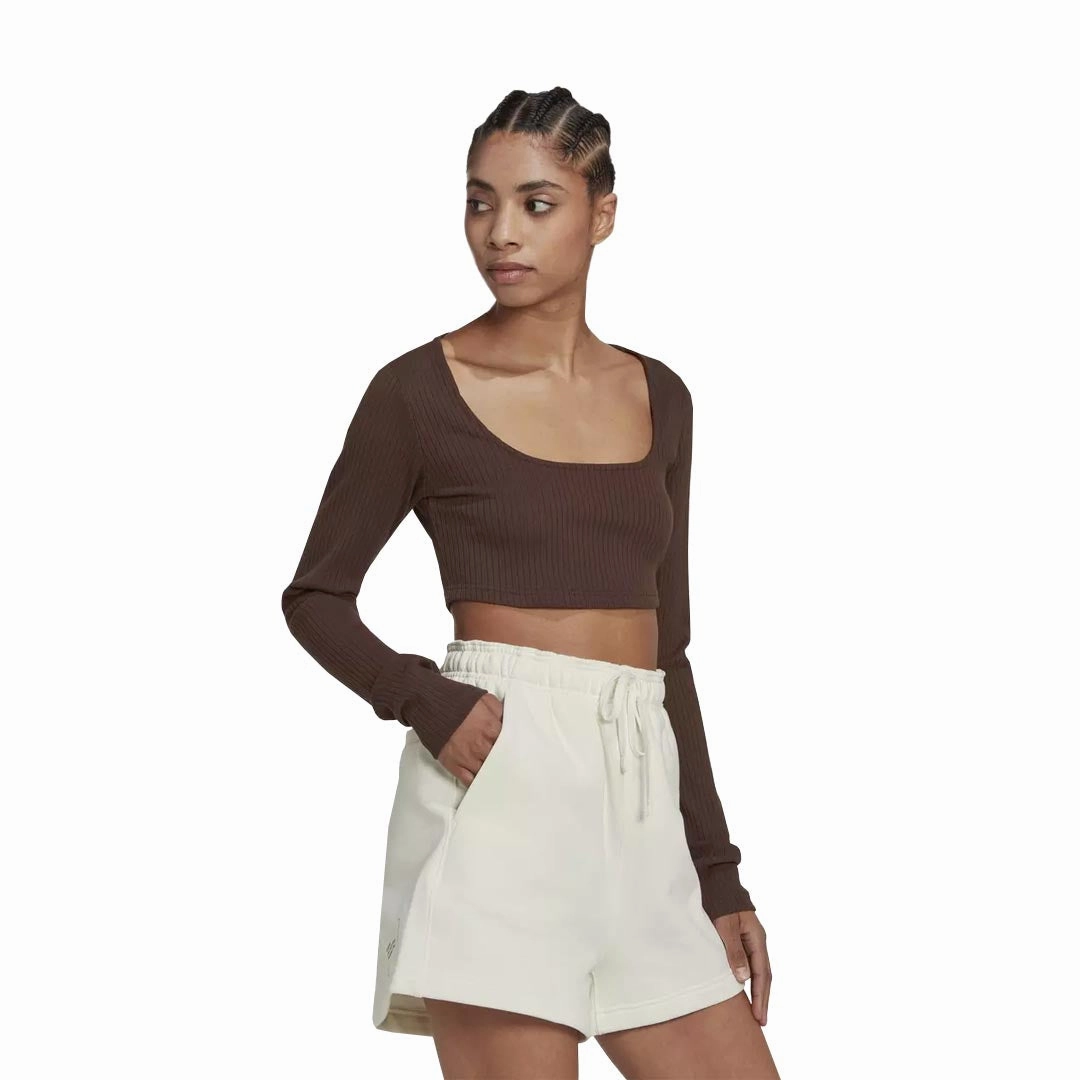 adidas - Women's Studio Lounge Ribbed Cropped T-Shirt (HN0678) Compression Packability