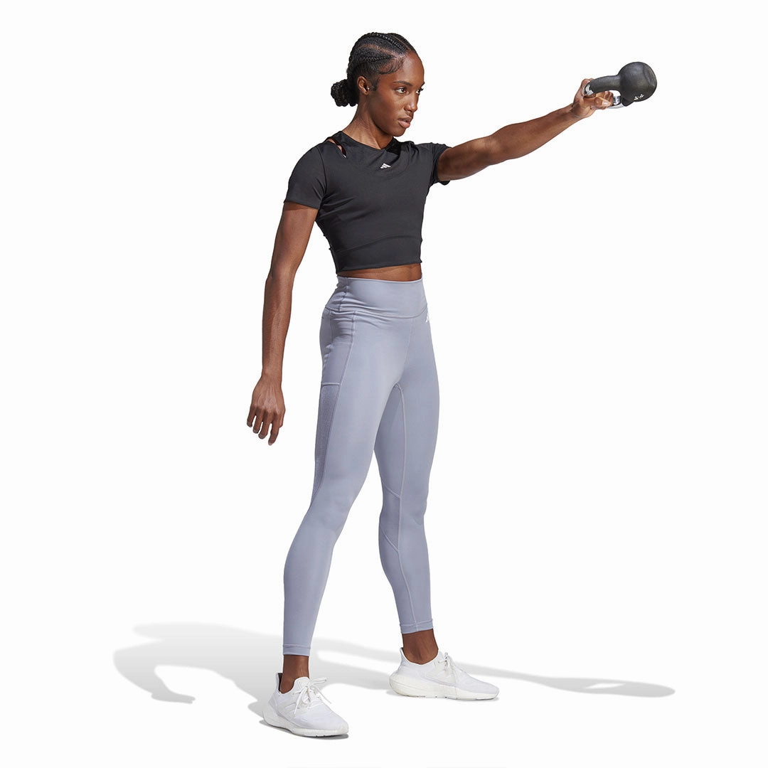 Checkered Style Collapsible Packable Design adidas - Women's HIIT AEROREADY Crop Training T-Shirt (HN5538)