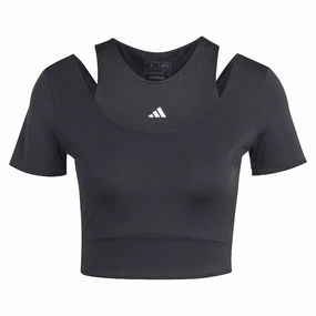 adidas - Women's HIIT AEROREADY Crop Training T-Shirt (HN5538) Moisture Wicking Inner Scratch Resistant Zippers