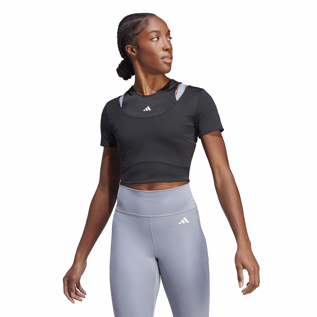 Moisture Wicking Layer Transitional Weather Piece adidas - Women's HIIT AEROREADY Crop Training T-Shirt (HN5538)