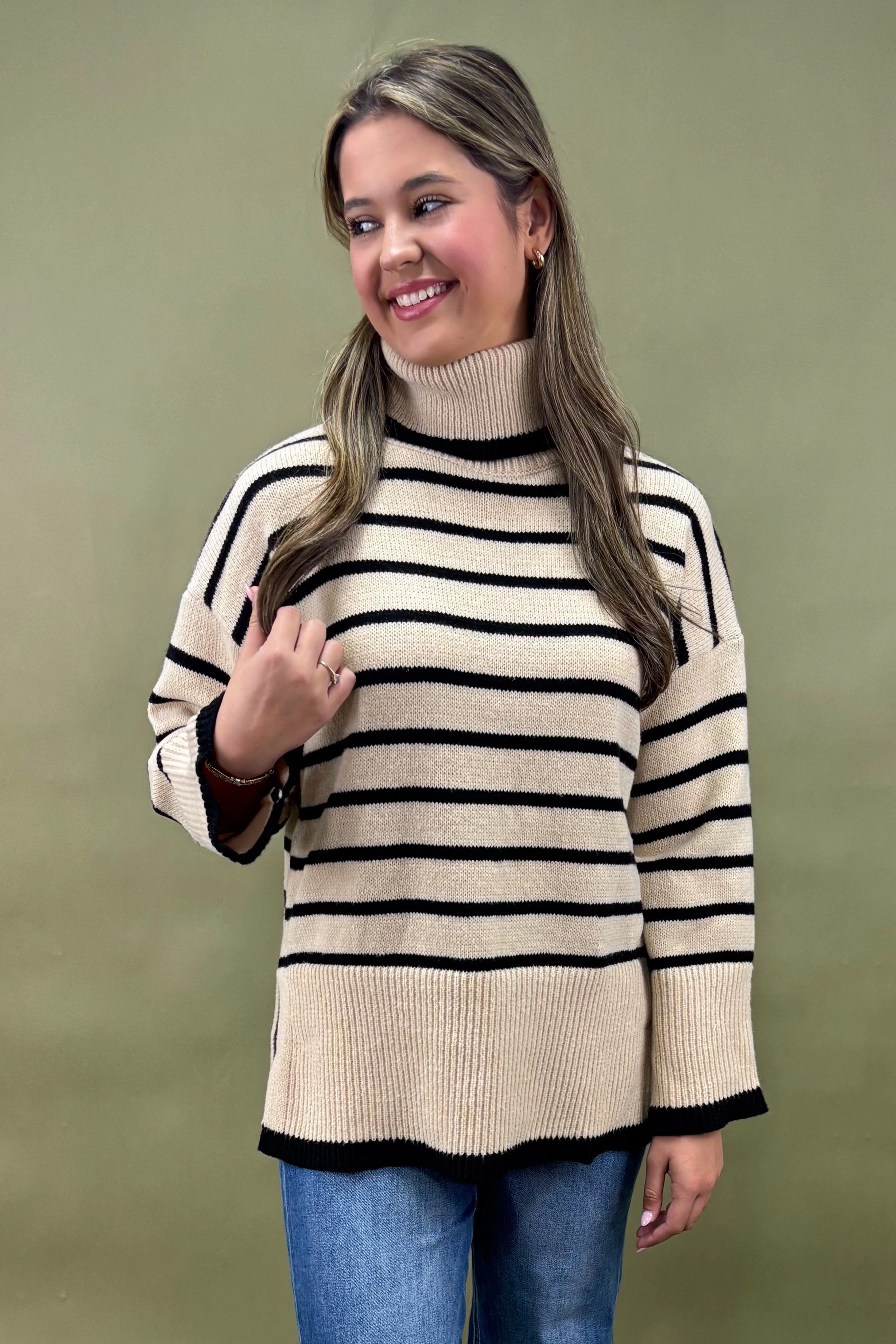 Sustainable Waterproofing Elasticated Trim Weekend Whispers Turtleneck Sweater *More Colors*