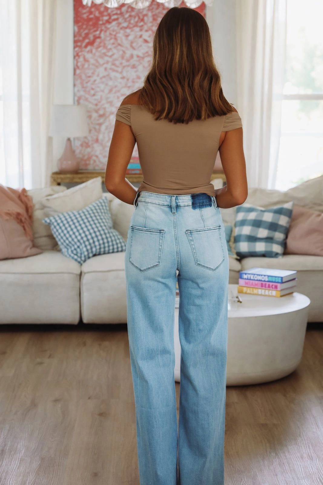 Mocha Cream Top - Brown Reinforced Hem Stitching Chic Sweater