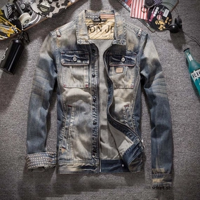 Windproof Material West Louis? American Trendy Cowboy Jean Jacket