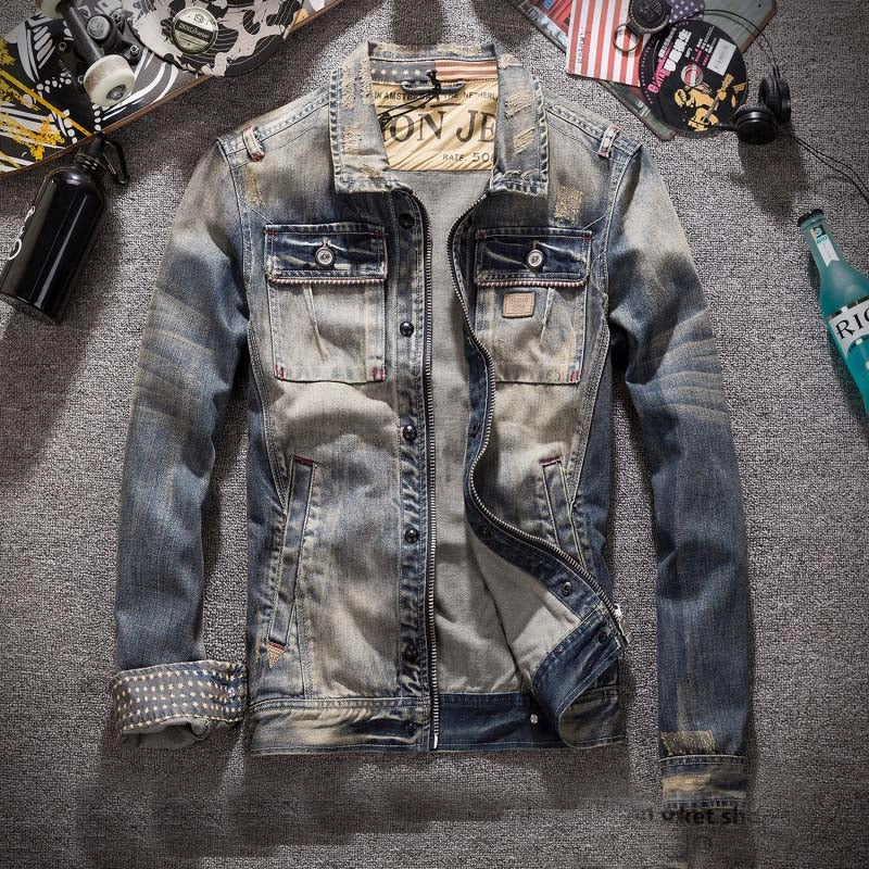 Windproof Material West Louis? American Trendy Cowboy Jean Jacket