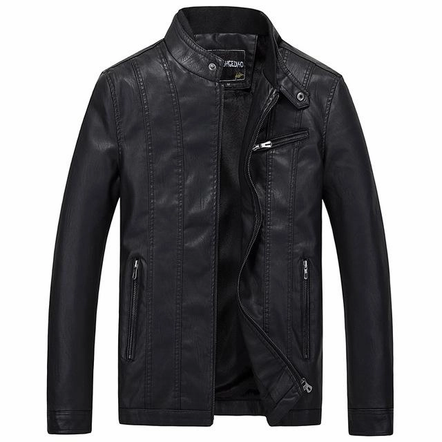 West Louis? Biker Style Slim Fit PU Leather Jacket High Collar