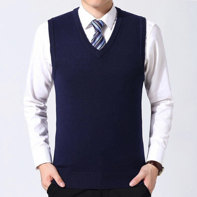 Brushed Inner Layer Midweight Feel West Louis? Brand Knitted Wool Sleeveless Vest Pullover Sweater