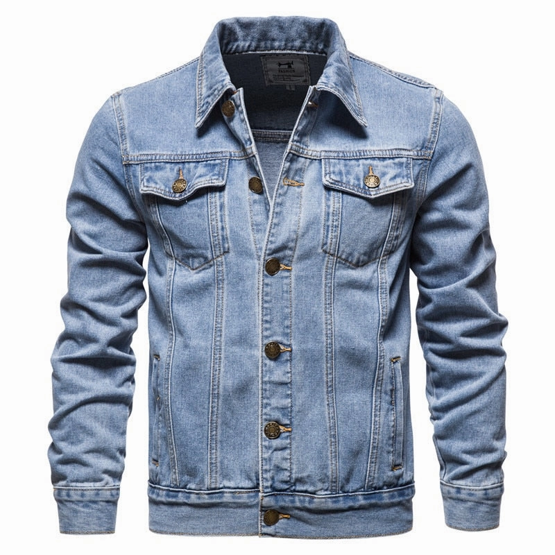 Microfiber Blend NoiseReduciting Fabric West Louis? Denim Lapel Single Breasted Jeans Jacket