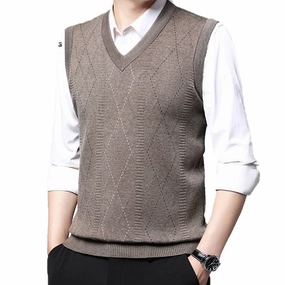 West Louis? Formal V-Neck Sleeveless Knit Sweater Vest Fresh Casual Wear Compact Knit Structure
