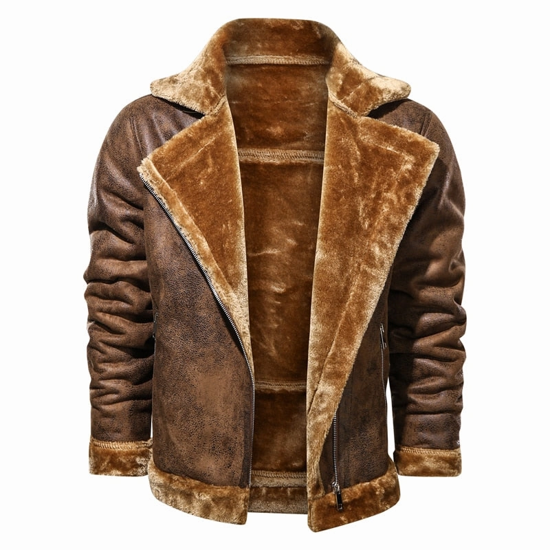 Mild Weather Layer West Louis? Leather Velvet Aviator Warm Jacket