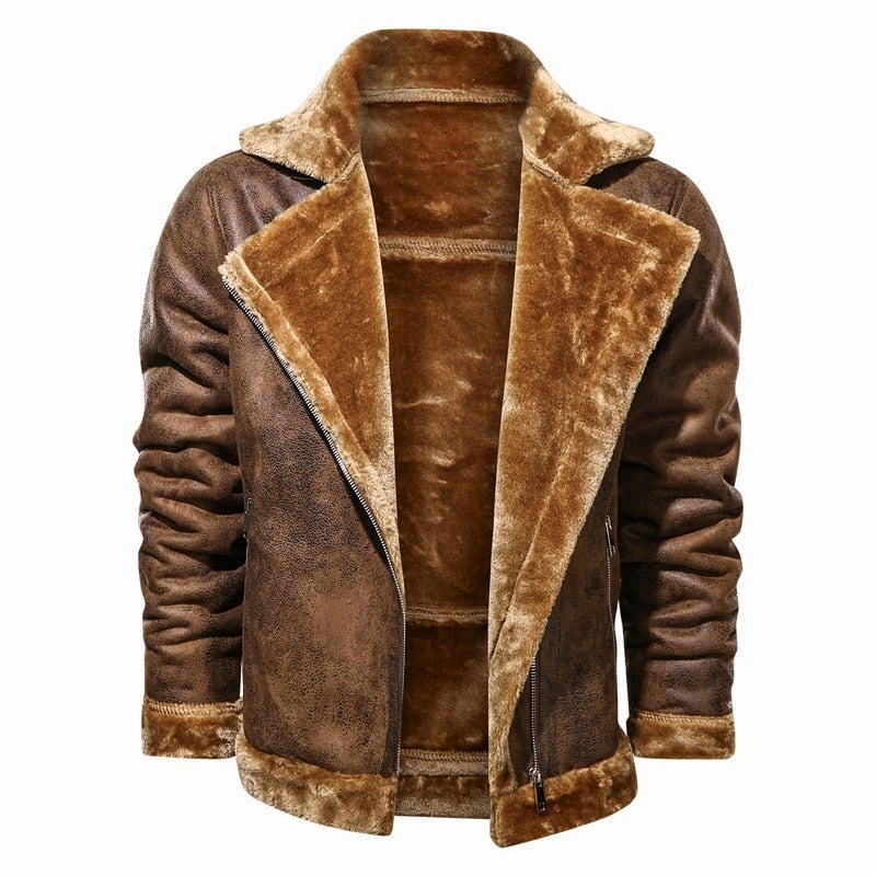 Eco Conscious Production Neutral palette West Louis? Leather Velvet Aviator Warm Jacket