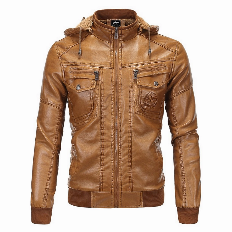 West Louis? Luxury Fleece PU Leather Jacket Waterproof Material Universal Fit Framework
