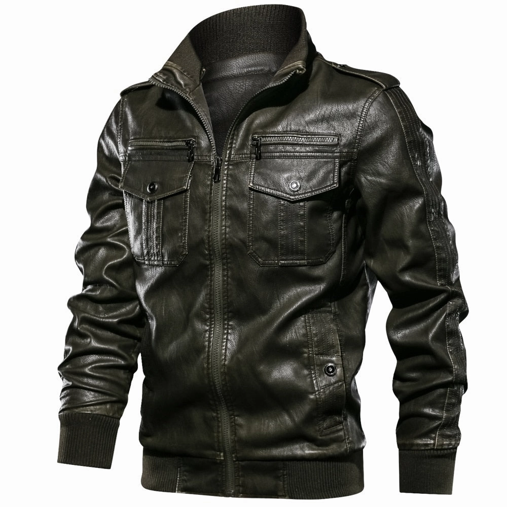 West Louis? Military Style Leather Jacket Daywear Staple