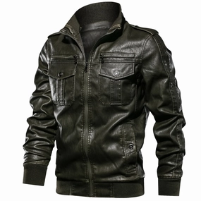 West Louis? Military Style Leather Jacket Daywear Staple