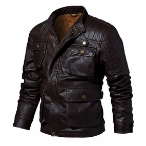 West Louis? Pockets Outwear Leather Jacket Contoured Silhouette